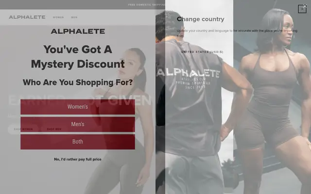 Alphalete Fitness Shopify homepage screenshot