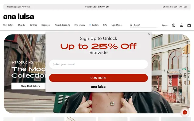 Ana Luisa Jewelry Shopify homepage screenshot