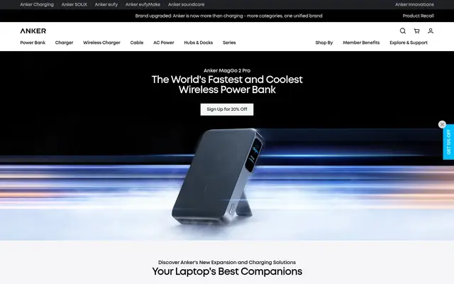 Anker Electronics Shopify homepage screenshot
