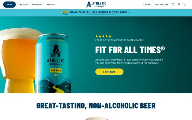 Athletic Brewing Food & Drink Shopify homepage screenshot