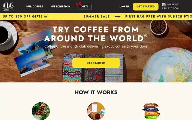 Atlas Coffee Club Food & Drink Shopify homepage screenshot