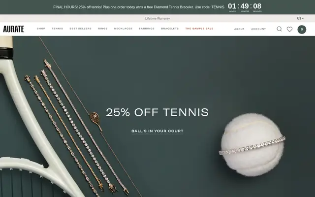 AUrate Jewelry Shopify homepage screenshot