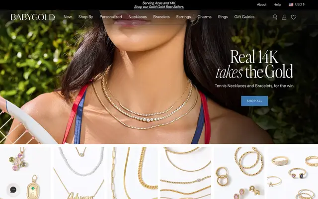 Baby Gold Jewelry Shopify homepage screenshot
