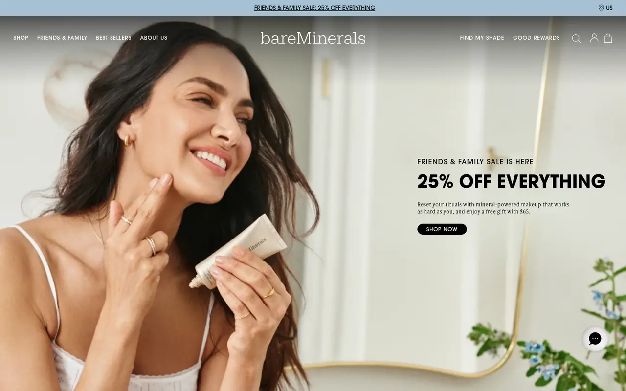 bareMinerals Beauty Shopify homepage screenshot