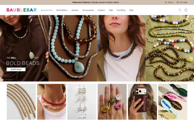 BaubleBar Jewelry Shopify homepage screenshot
