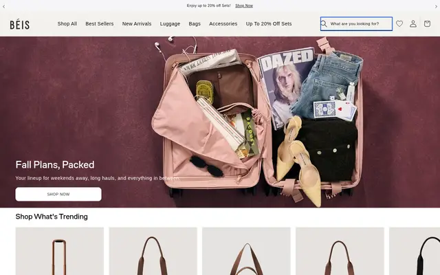 Béis Outdoor Shopify homepage screenshot