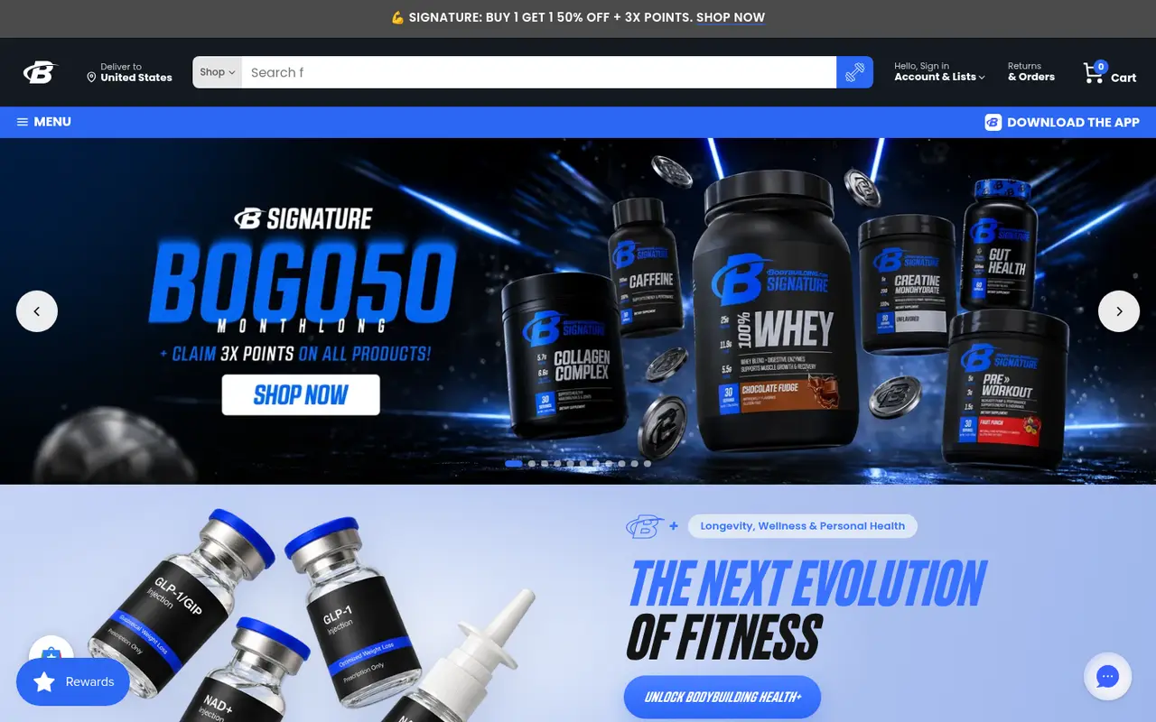 Bodybuilding.com Wellness Shopify homepage screenshot