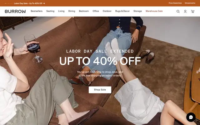 Burrow Home Shopify homepage screenshot