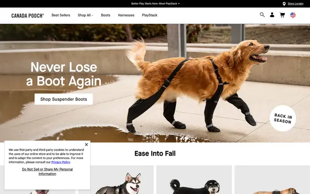Canada Pooch Pets Shopify homepage screenshot