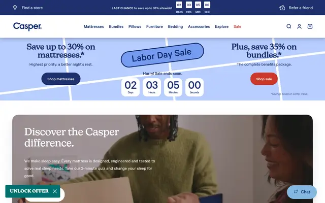Casper Home Shopify homepage screenshot