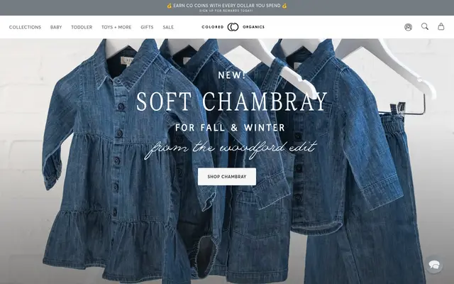 Colored Organics Kids Shopify homepage screenshot