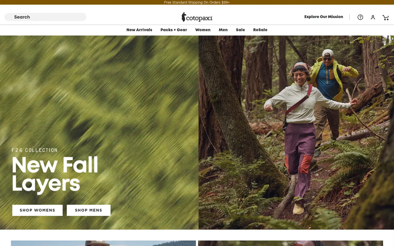 Cotopaxi Outdoor Shopify homepage screenshot