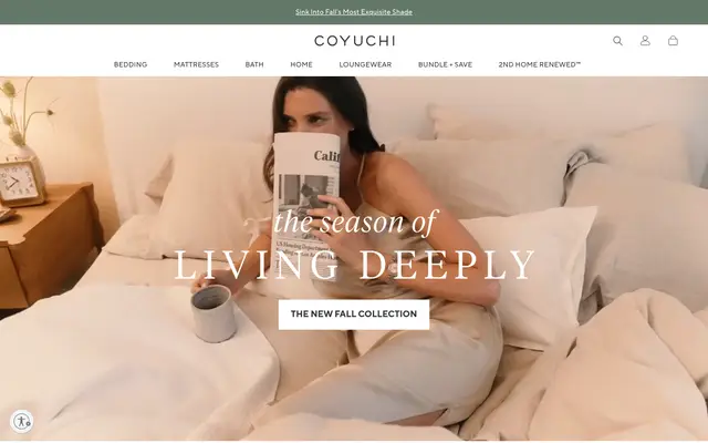 Coyuchi Home Shopify homepage screenshot