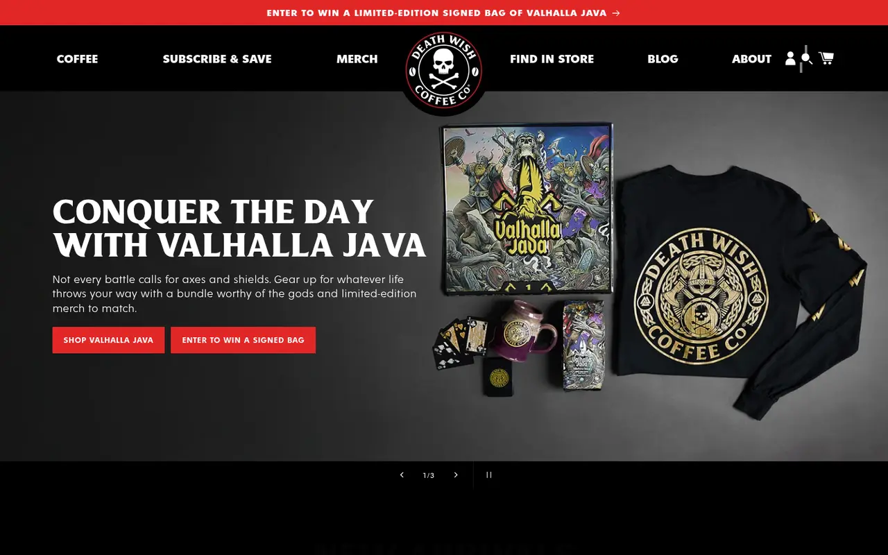 Death Wish Coffee Food & Drink Shopify homepage screenshot