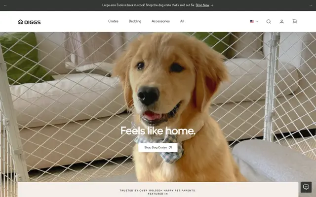 Diggs Pets Shopify homepage screenshot