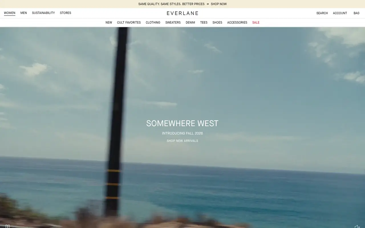 Everlane Fashion Shopify homepage screenshot