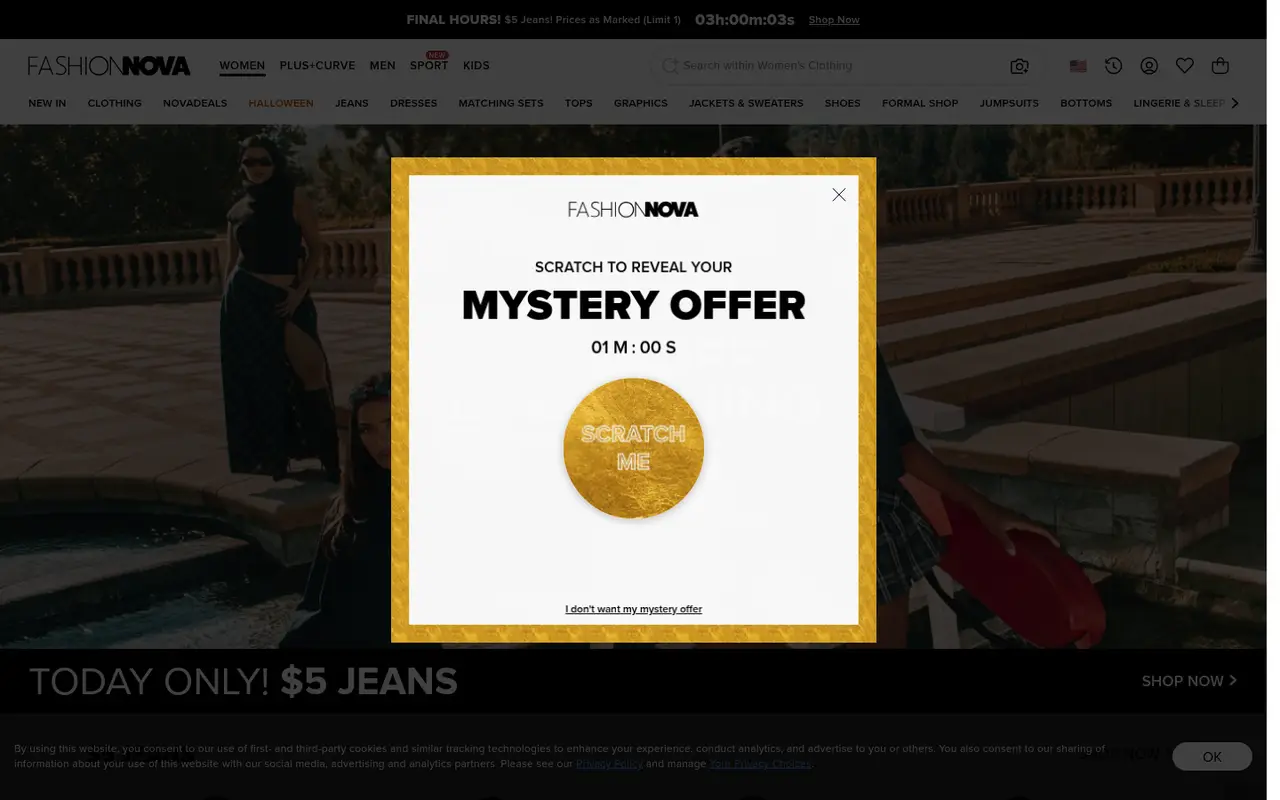 Fashion Nova Fashion Shopify homepage screenshot