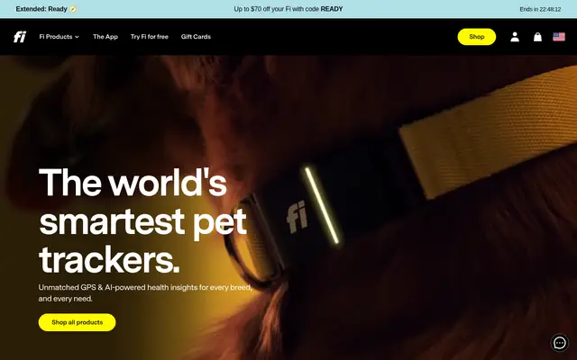 Fi Pets Shopify homepage screenshot