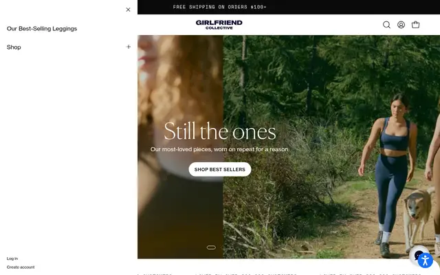 Girlfriend Collective Fitness Shopify homepage screenshot