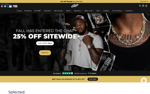 The GLD Shop Jewelry Shopify homepage screenshot