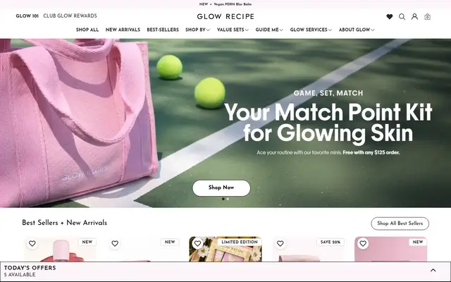 Glow Recipe Beauty Shopify homepage screenshot