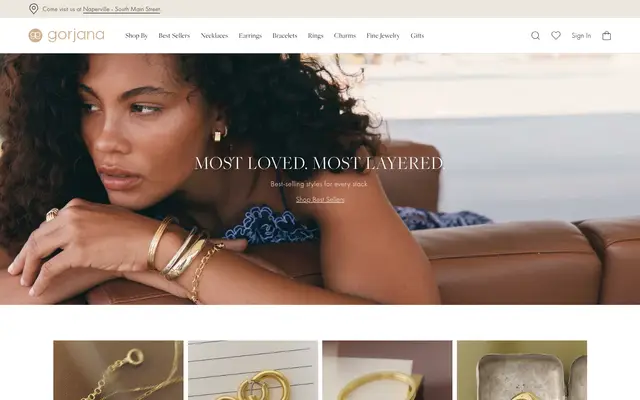 Gorjana Jewelry Shopify homepage screenshot