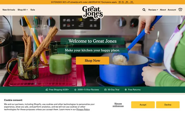 Great Jones Home Shopify homepage screenshot