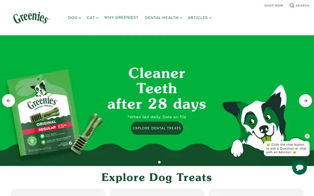 Greenies Pets Shopify homepage screenshot