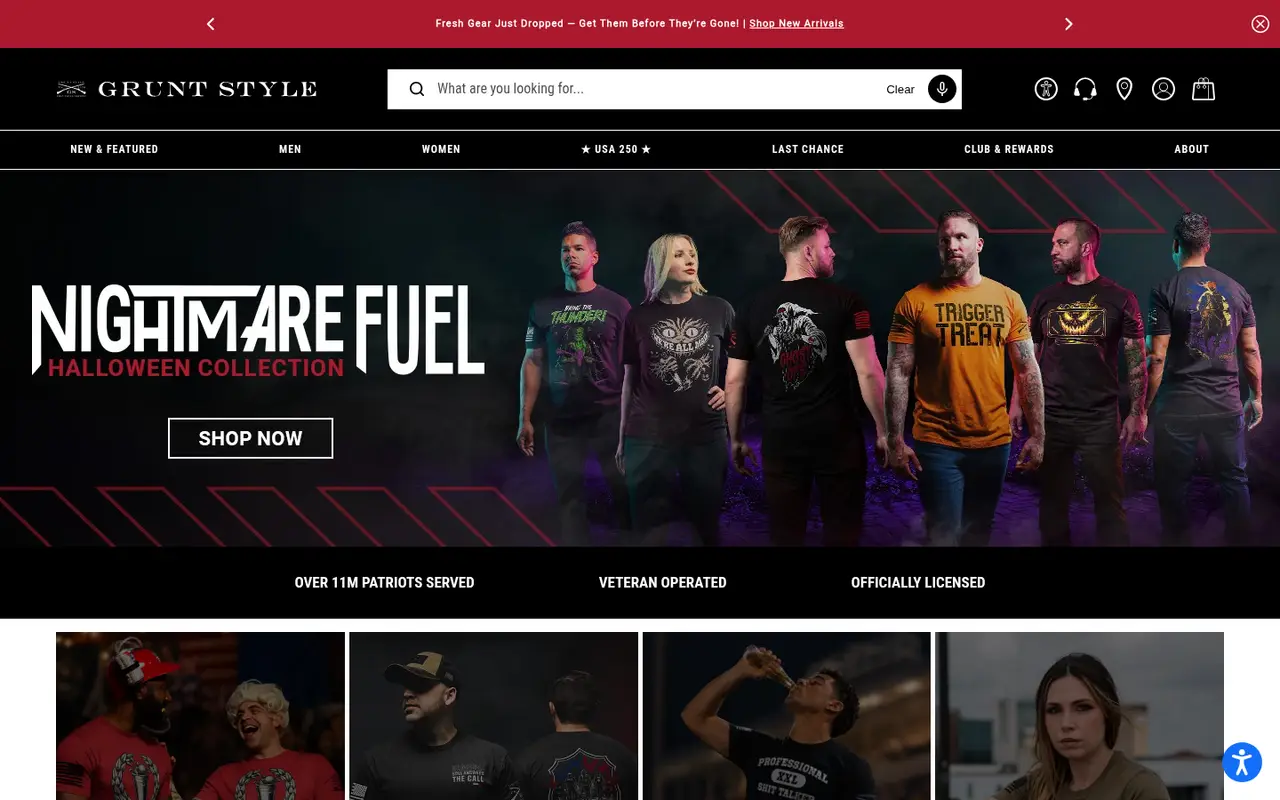 Grunt Style Fashion Shopify homepage screenshot