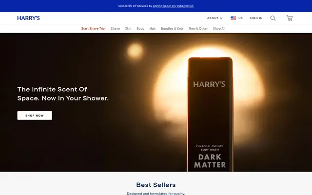 Harry's Wellness Shopify homepage screenshot