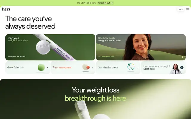 Hers Wellness Shopify homepage screenshot