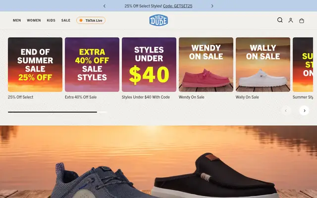 HEYDUDE Fashion Shopify homepage screenshot