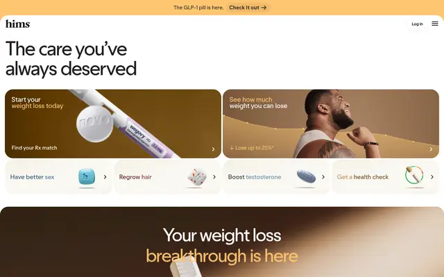 Hims Wellness Shopify homepage screenshot