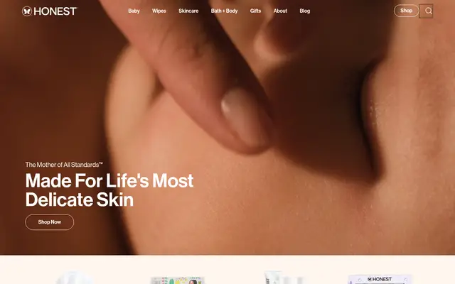The Honest Company Kids Shopify homepage screenshot