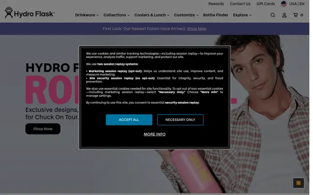 Hydro Flask Outdoor Shopify homepage screenshot