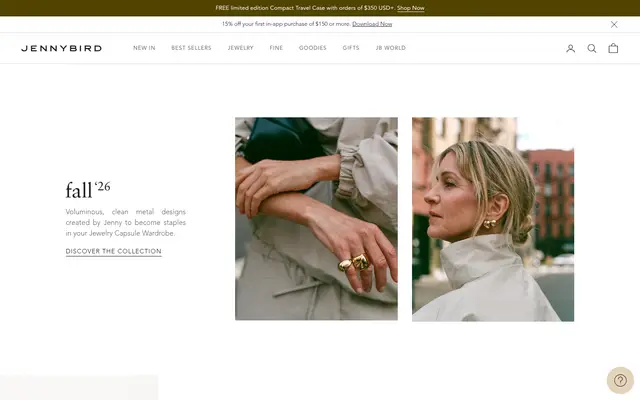 Jenny Bird Jewelry Shopify homepage screenshot