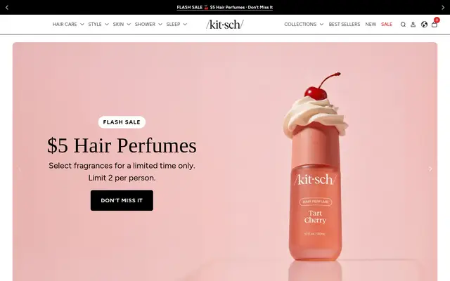 Kitsch Beauty Shopify homepage screenshot