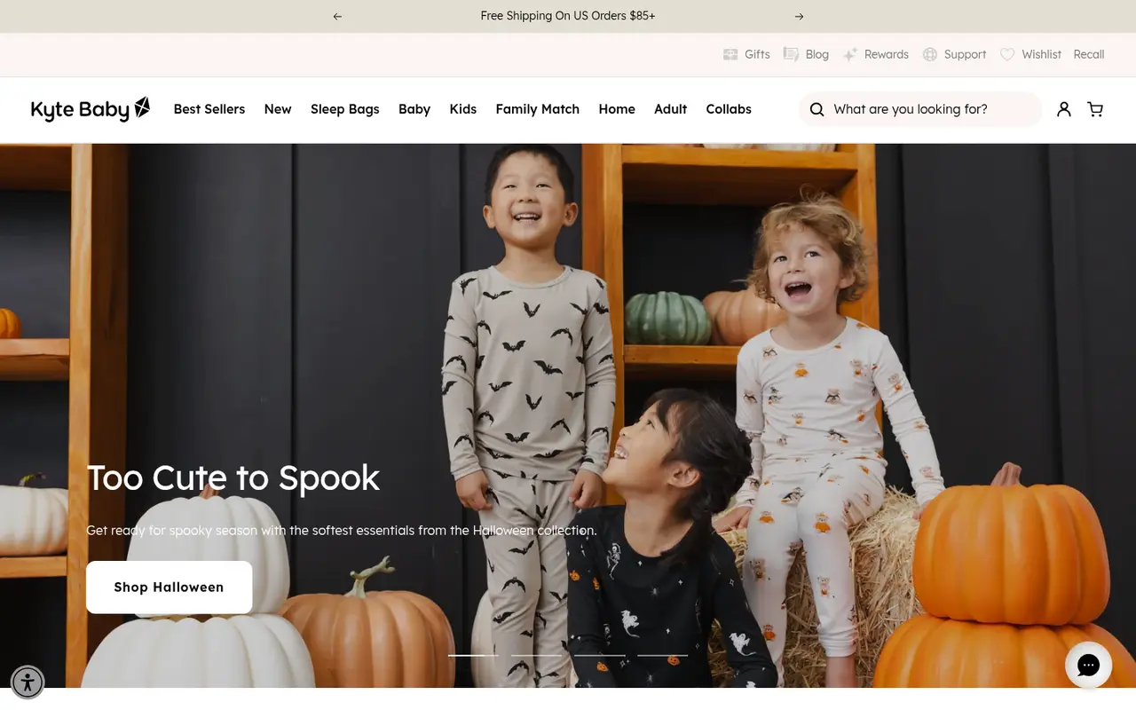 Kyte Baby Kids Shopify homepage screenshot
