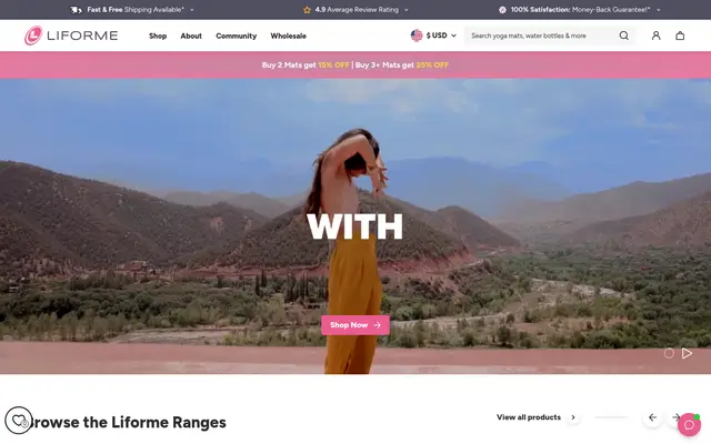 Liforme Fitness Shopify homepage screenshot