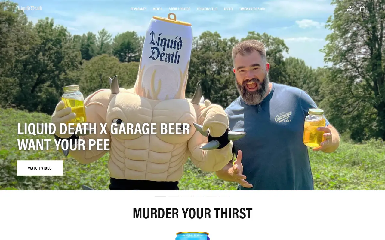 Liquid Death Food & Drink Shopify homepage screenshot