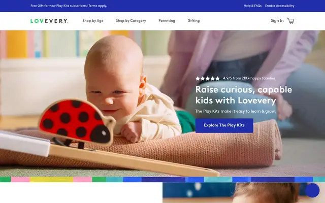 Lovevery Kids Shopify homepage screenshot