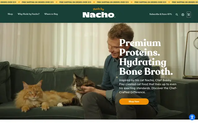 Made by Nacho Pets Shopify homepage screenshot