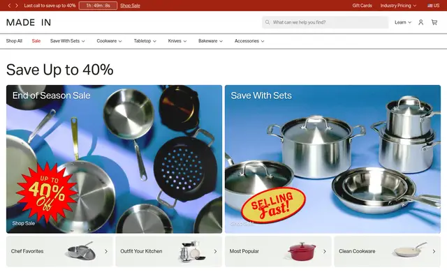 Made In Home Shopify homepage screenshot