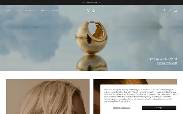 Maison Miru Jewelry Shopify homepage screenshot
