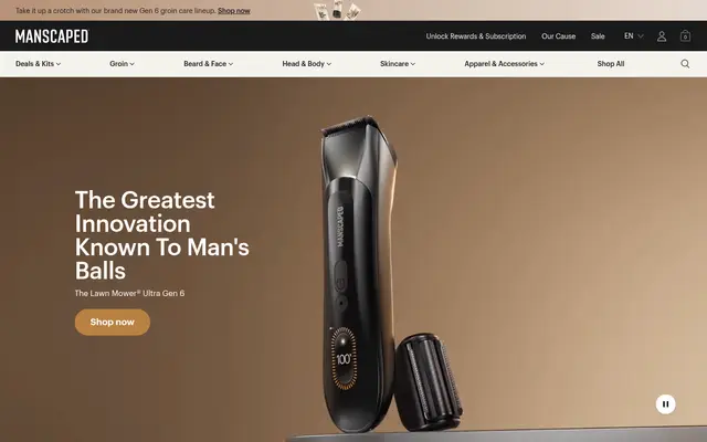 Manscaped Wellness Shopify homepage screenshot