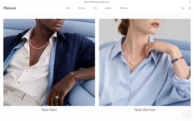 Miansai Jewelry Shopify homepage screenshot