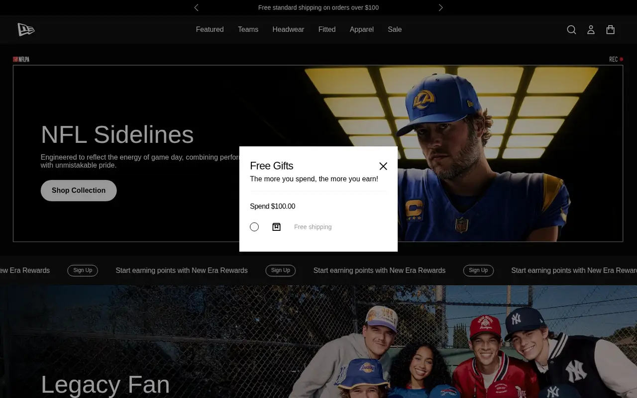 New Era Cap Fashion Shopify homepage screenshot