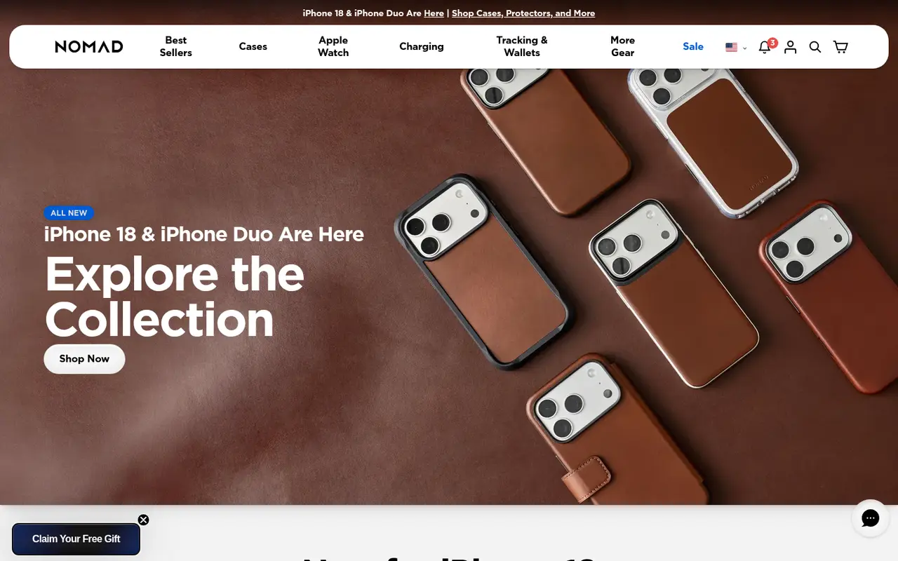 Nomad Electronics Shopify homepage screenshot