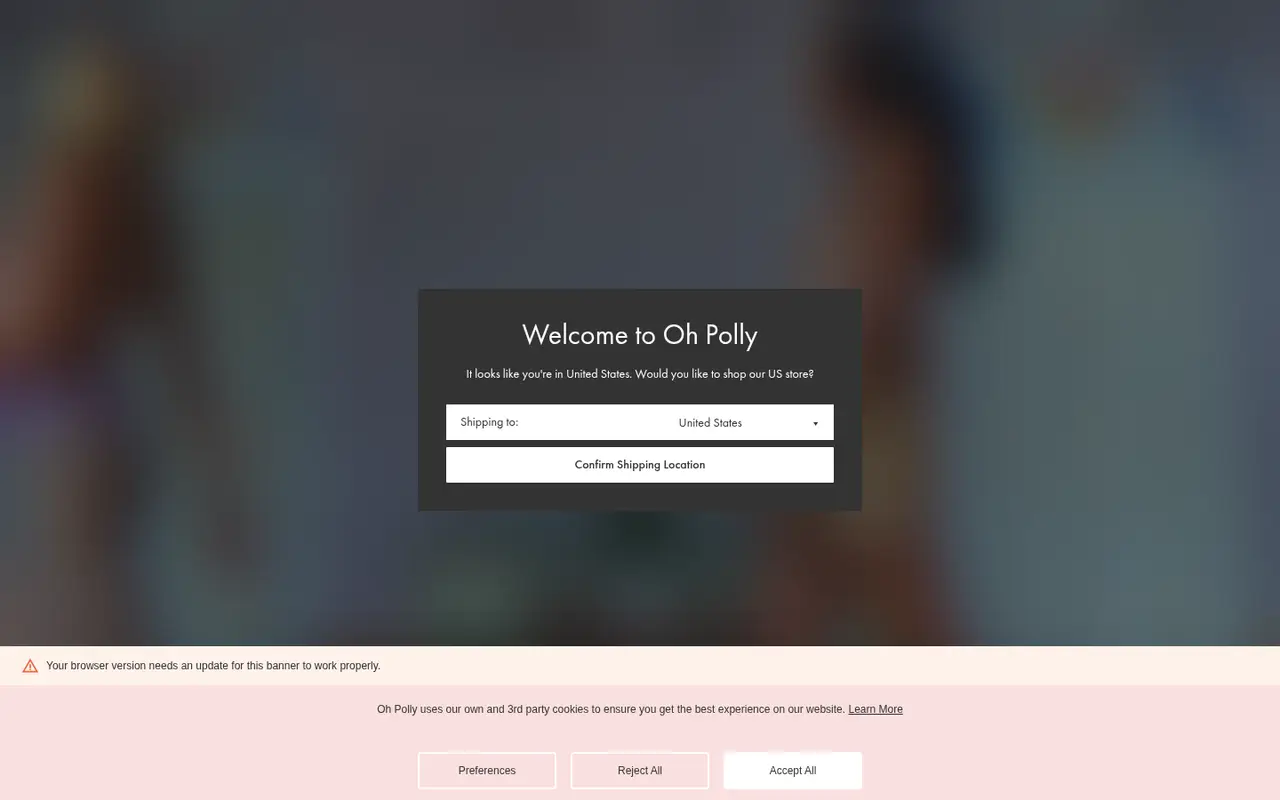 Oh Polly UK Fashion Shopify homepage screenshot