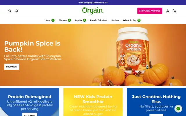 Orgain Wellness Shopify homepage screenshot